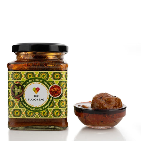 The Flavor Bag Appe Midi Mango Pickle, a traditional South Indian pickle with a bold, balanced flavour, best enjoyed with rice or dosa.