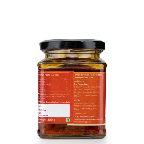 The Flavor Bag Red Chilli Garlic Chutney, a thick, flavourful South Indian condiment made with ripened chillies and garlic. Preservative-free.